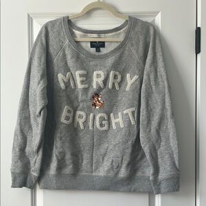 American Eagle Outfitters Gray Crewneck Sweater with Festive Design